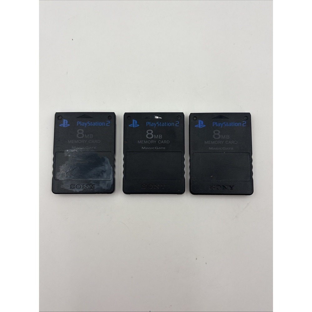Lot Of 3 Sony Playstation 2 PS2 Official OEM 8MB Memory Cards